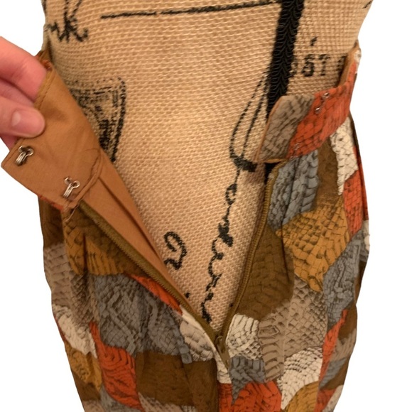 Vintage Union Made Geometric Print Maxi Shirt Ruffle Hem XXS - Picture 3 of 8